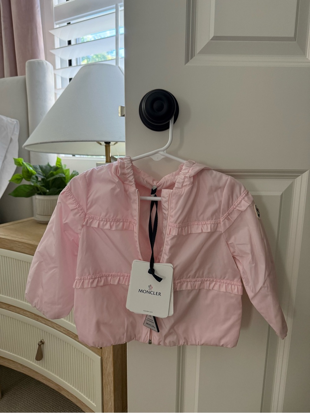 Moncler Light Pink Hooded Windbreaker Jacket for Kids NWT